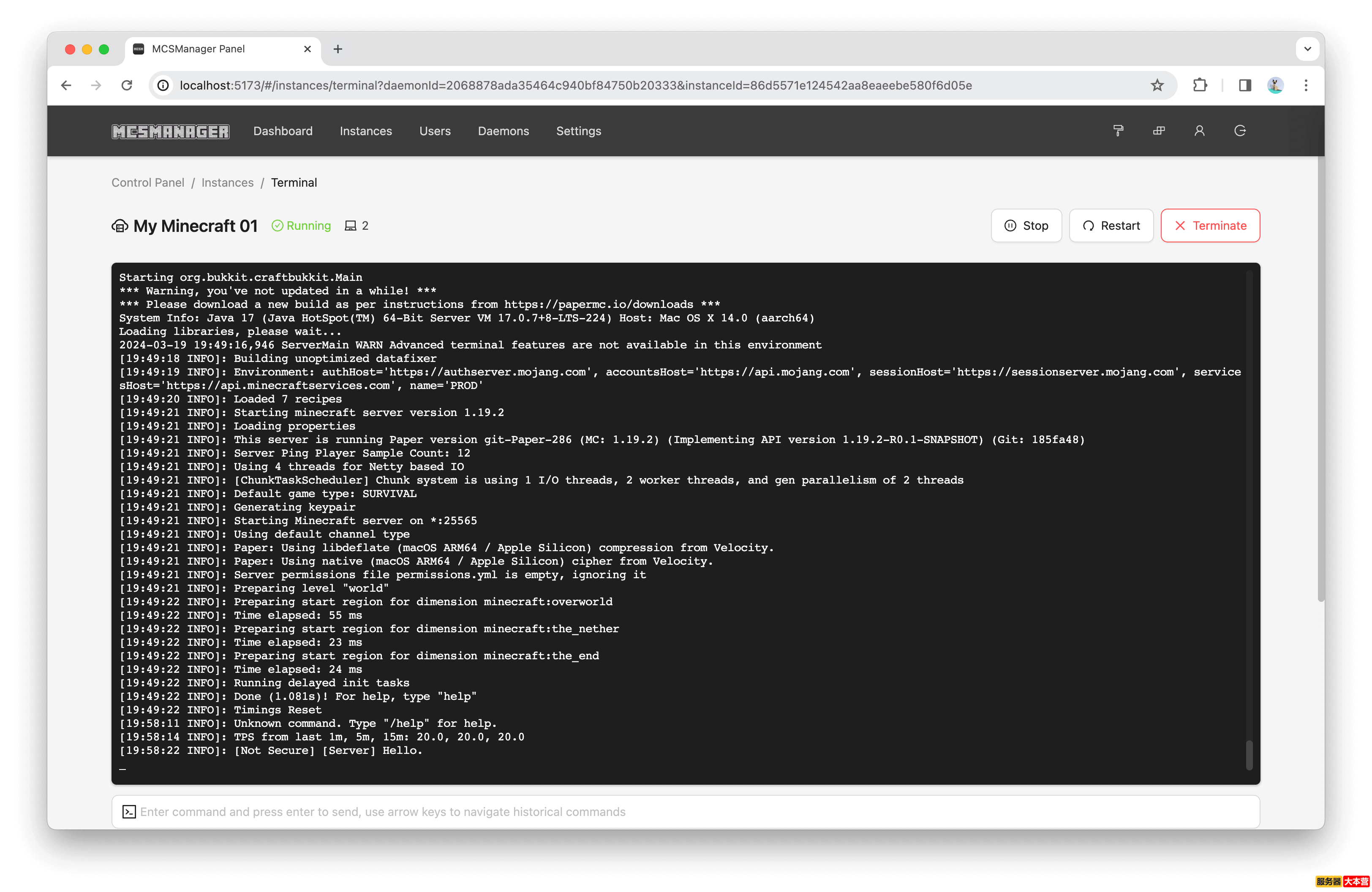 我的世界mcsm面板搭建